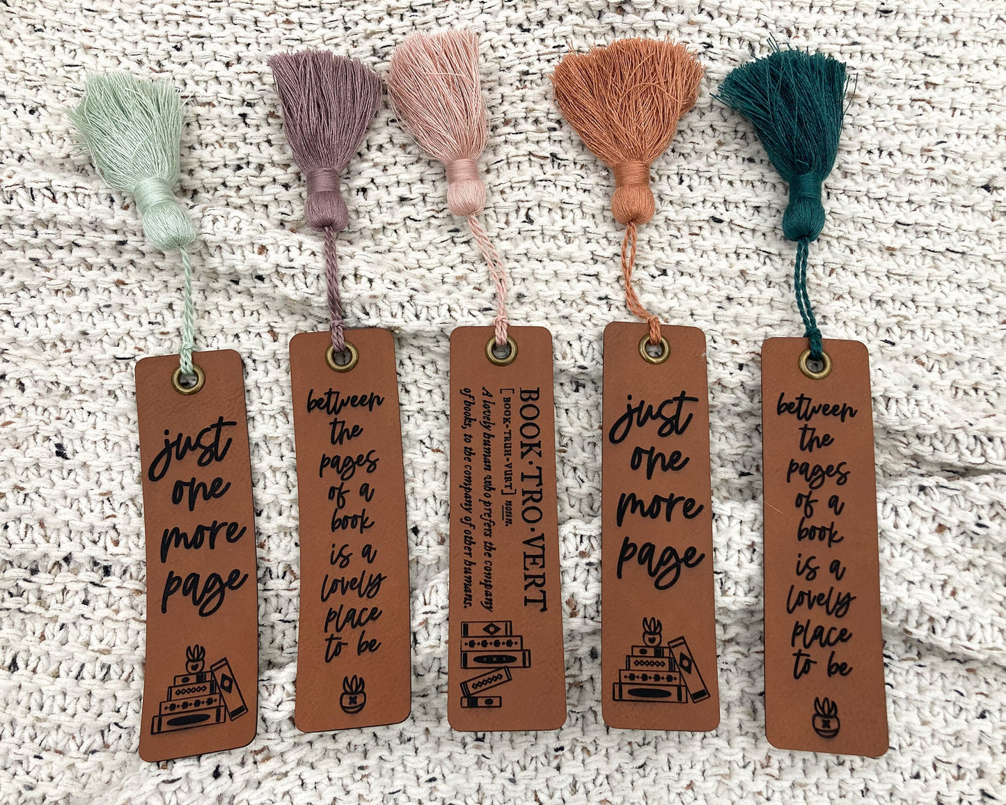 Engraved Leather Bookmark Gift for Book Lovers With Chunky Tassel