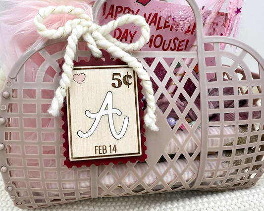 Personalized Postage Valentine Basket Tag