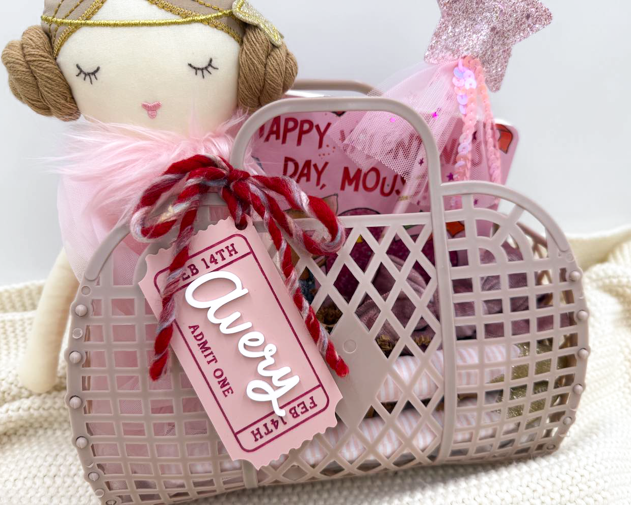 Personalized Ticket Valentine Basket Tag