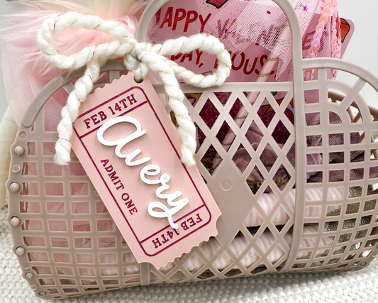 Personalized Ticket Valentine Basket Tag