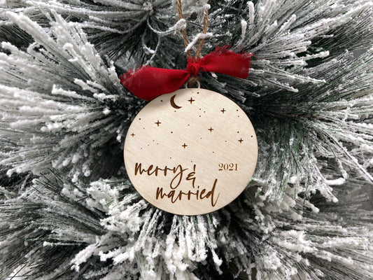 Merry and Married Christmas Ornament