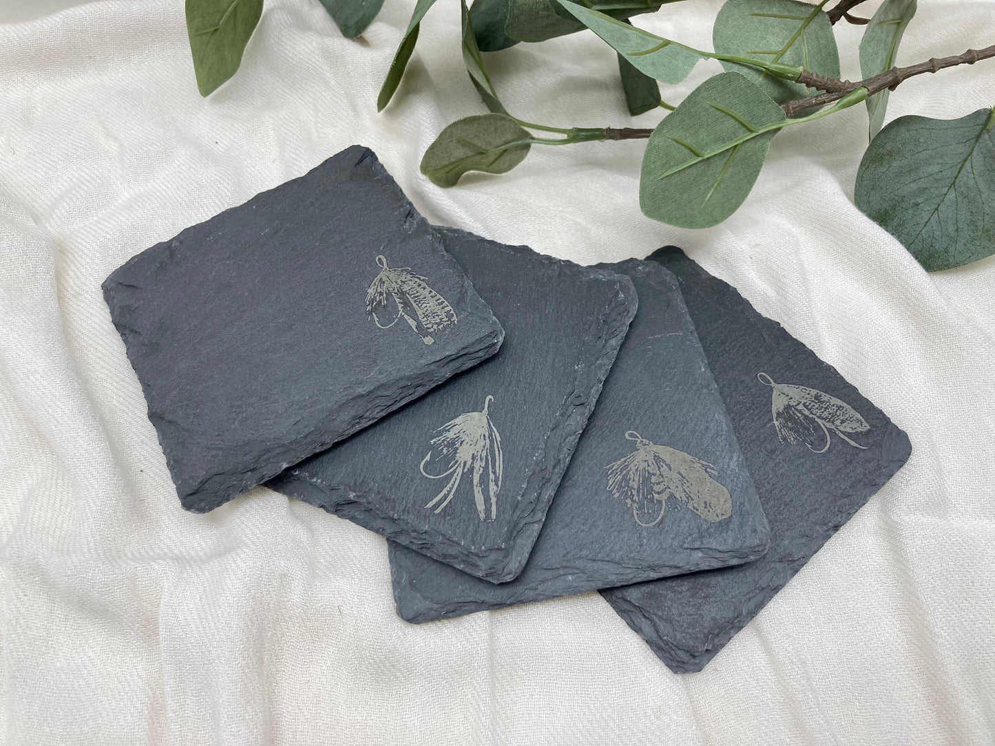 Set of 4 Fly Fishing Lure Slate Coasters
