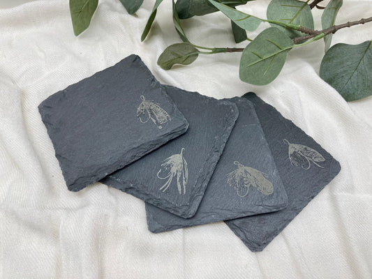 Set of 4 Fly Fishing Lure Slate Coasters