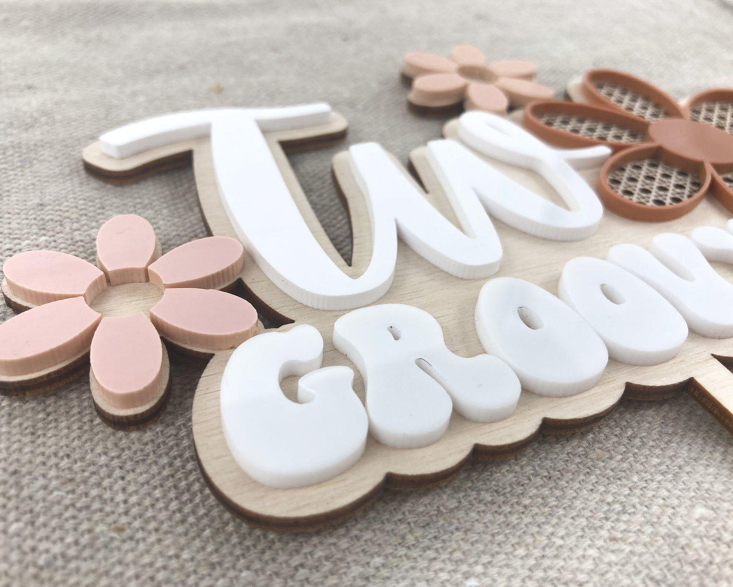 Retro Two Groovy Acrylic Cake Topper