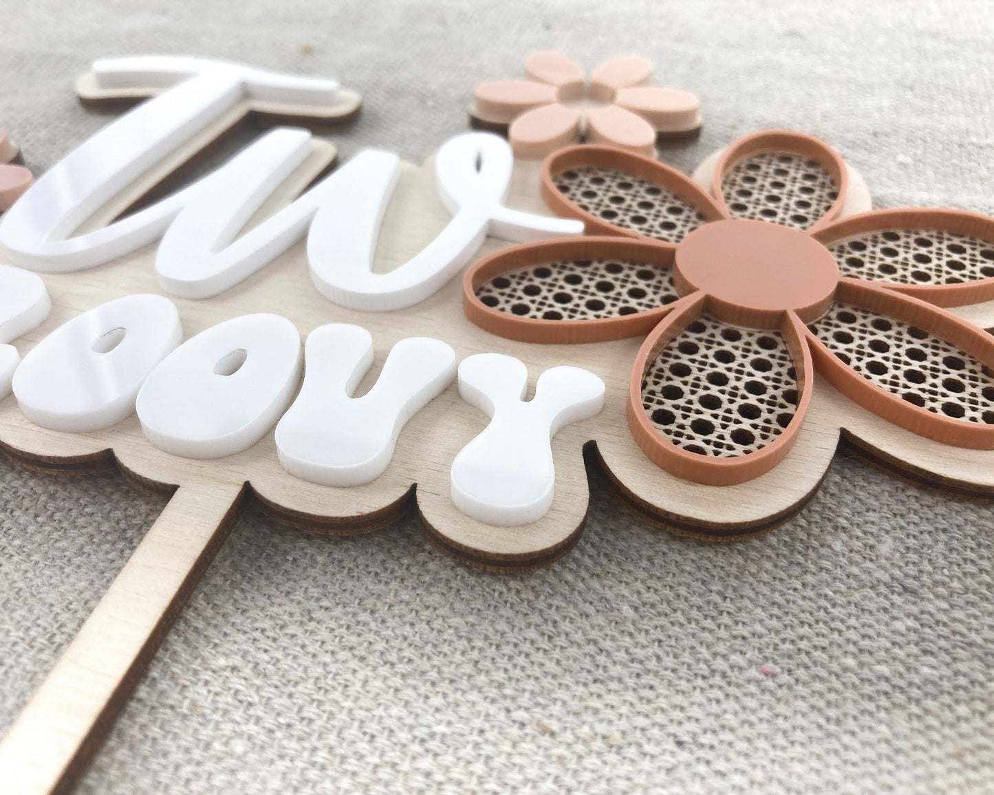 Retro Two Groovy Acrylic Cake Topper