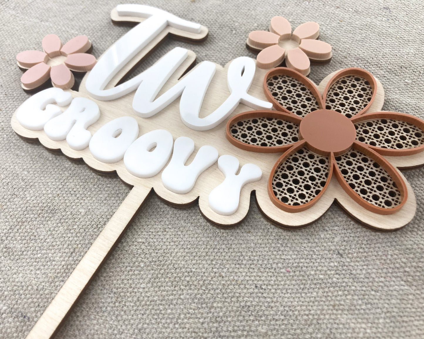 Retro Two Groovy Acrylic Cake Topper