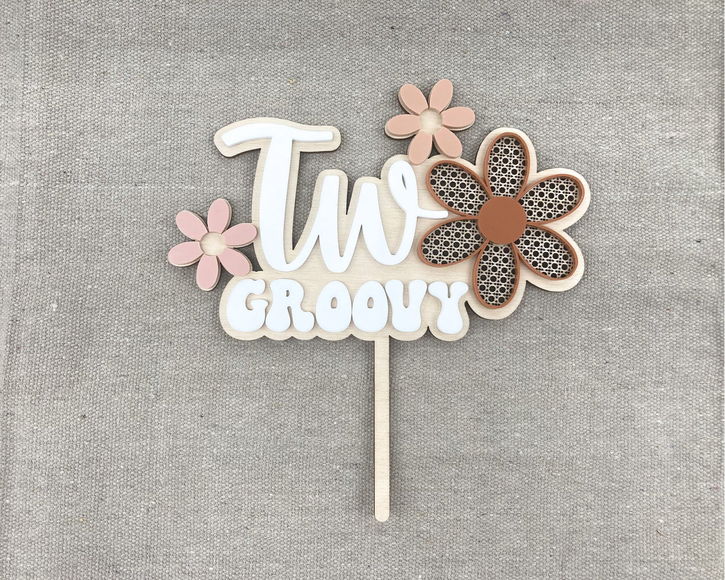 Retro Two Groovy Acrylic Cake Topper