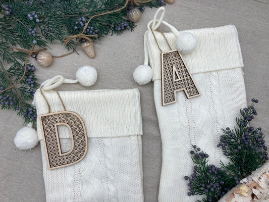Rattan Christmas Stocking Tags