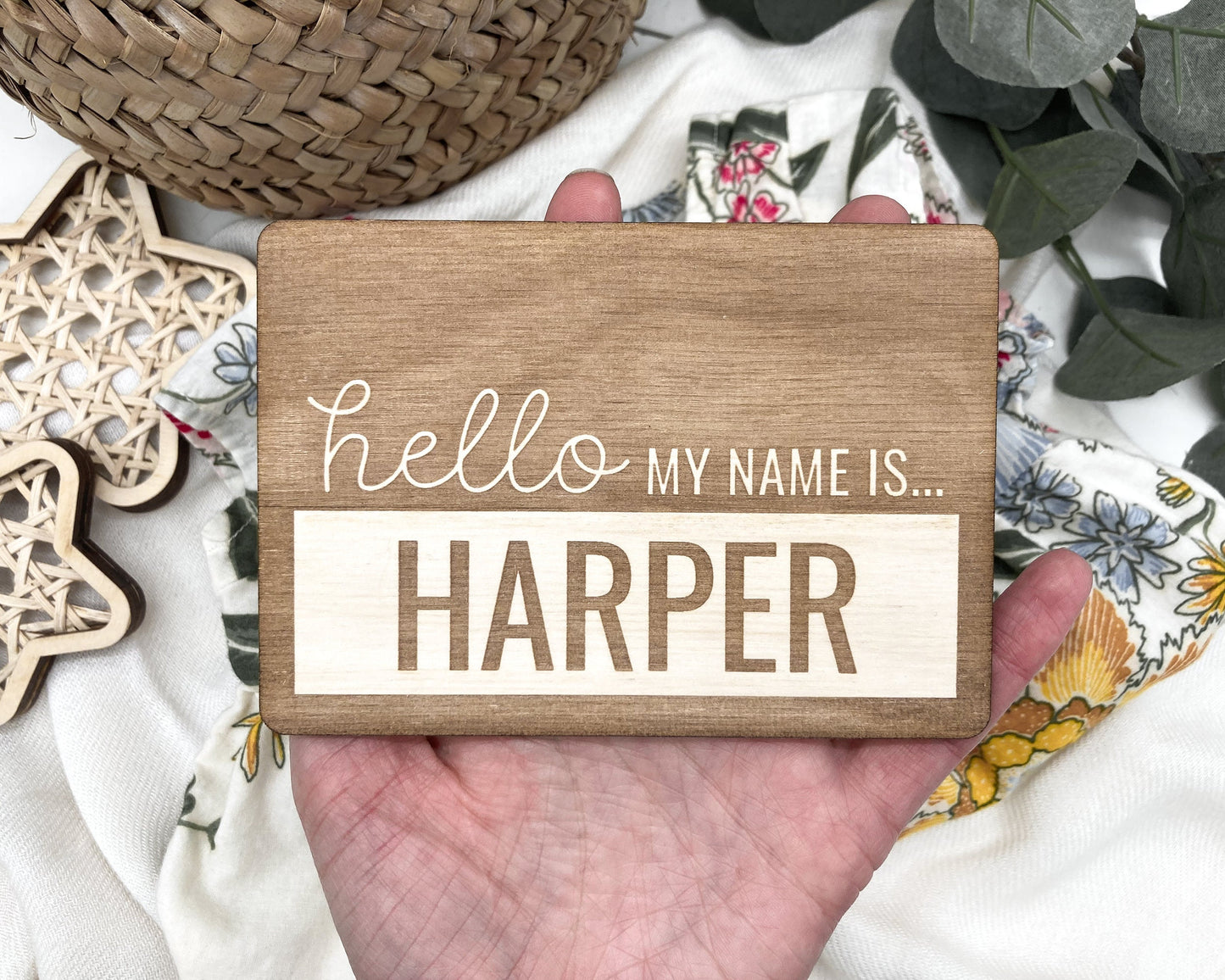 Personalized "Hello My Name Is" Birth Announcement Sign