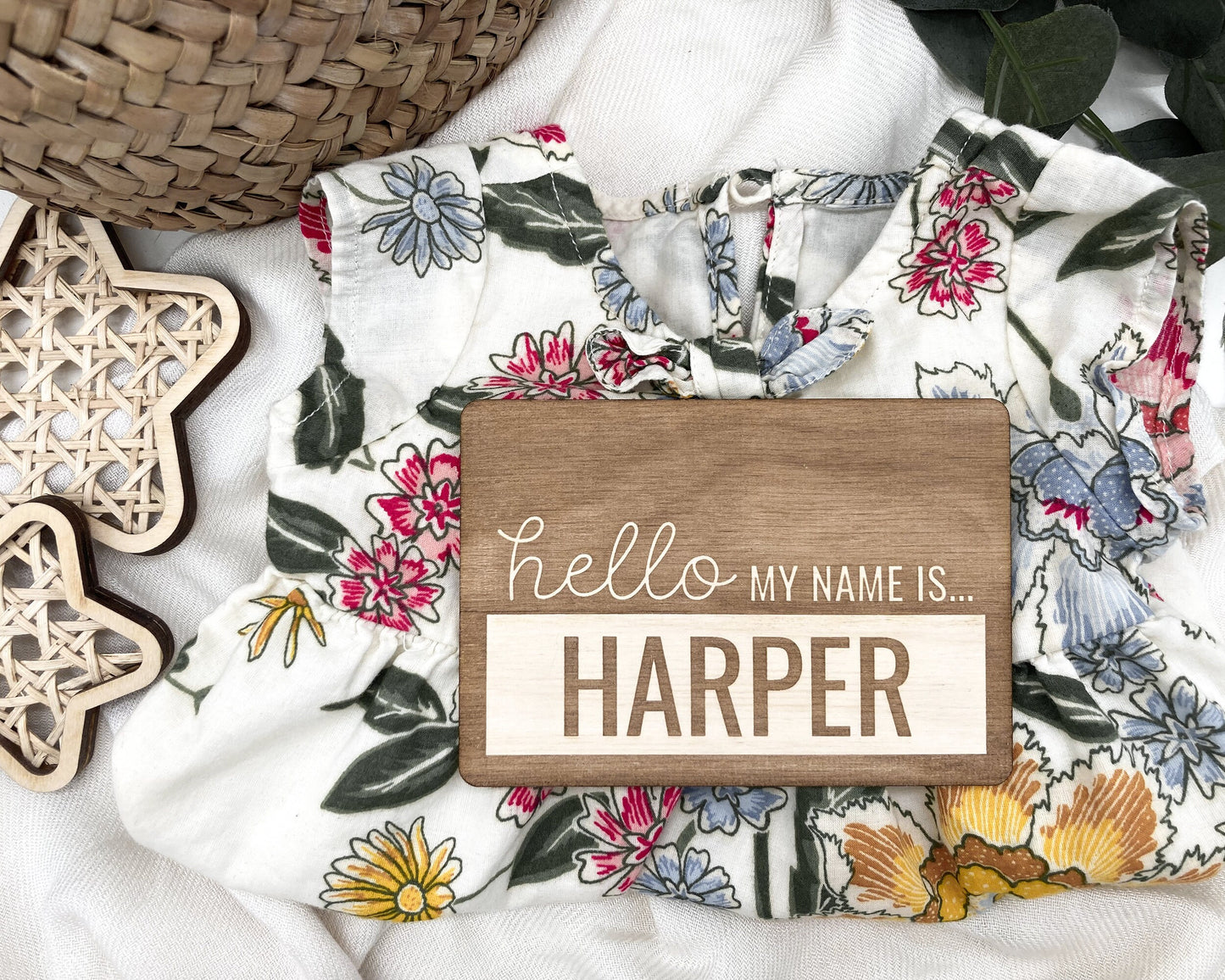 Personalized "Hello My Name Is" Birth Announcement Sign