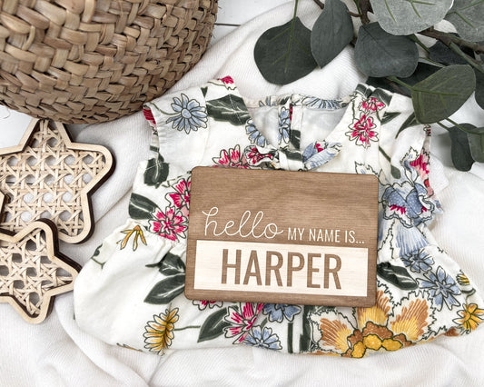 Personalized "Hello My Name Is" Birth Announcement Sign