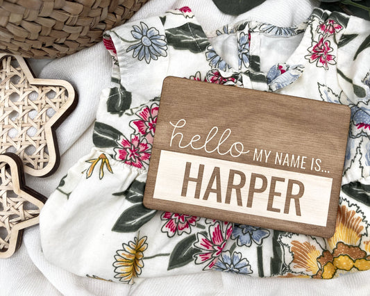 Personalized "Hello My Name Is" Birth Announcement Sign
