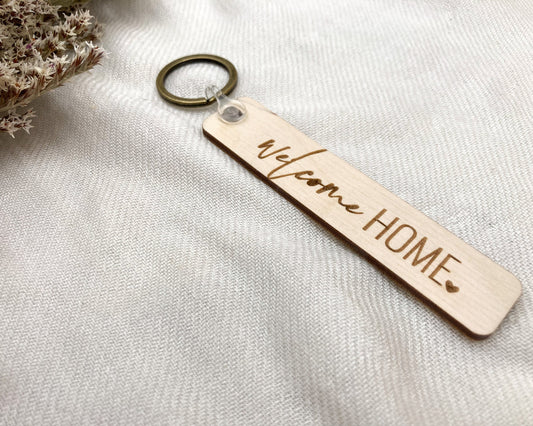 Welcome Home Wood Keychain