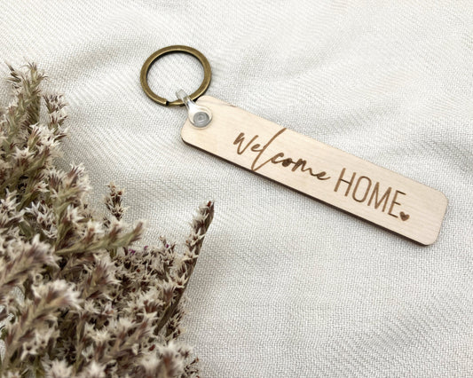 Welcome Home Wood Keychain