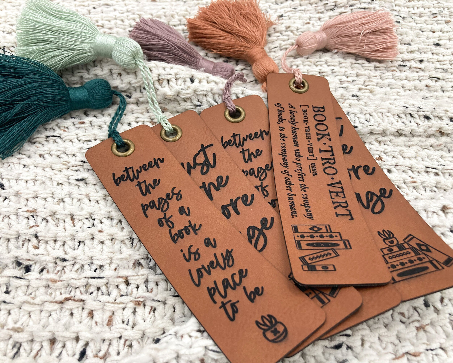 Engraved Leather Bookmark Gift for Book Lovers With Chunky Tassel