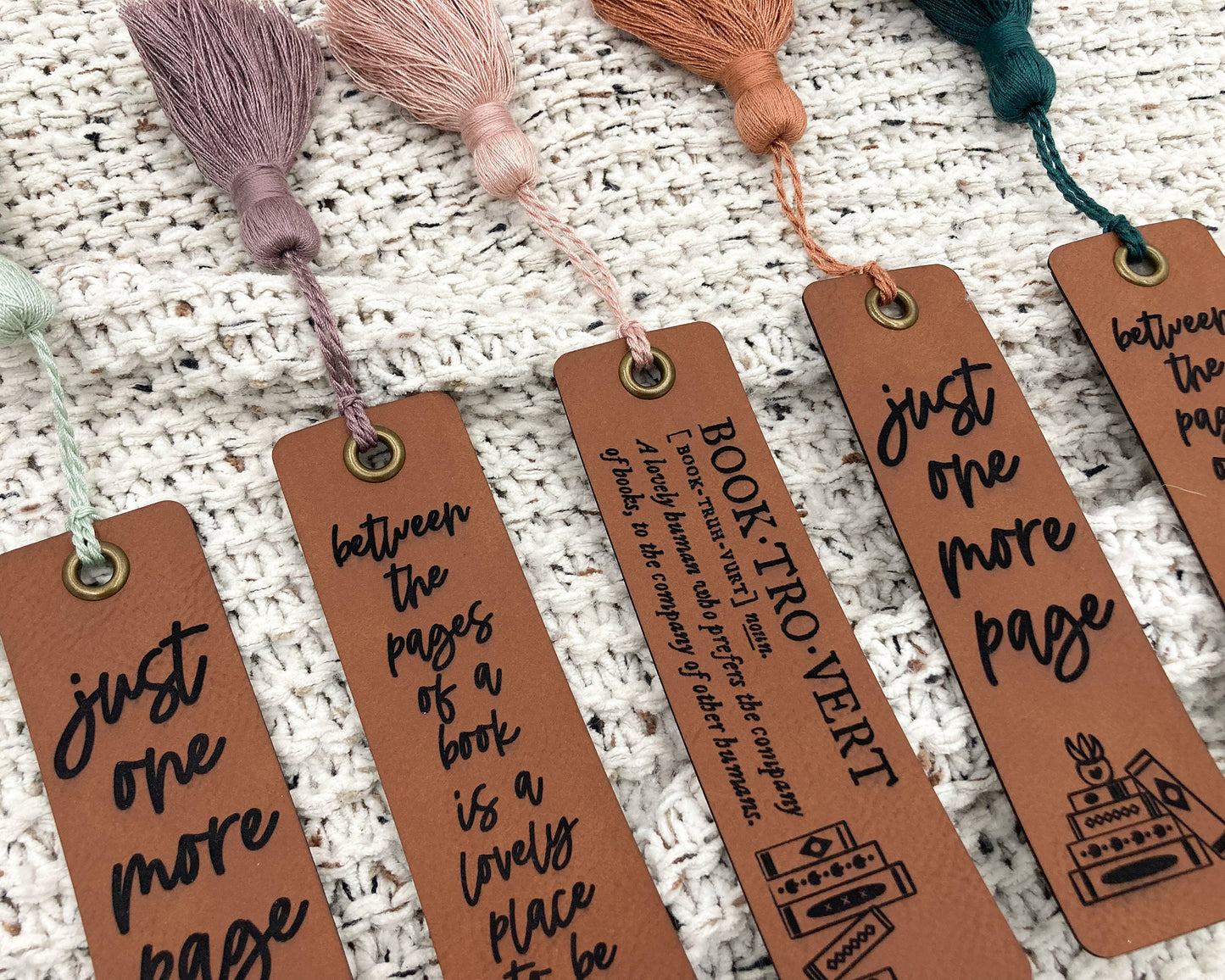 Engraved Leather Bookmark Gift for Book Lovers With Chunky Tassel