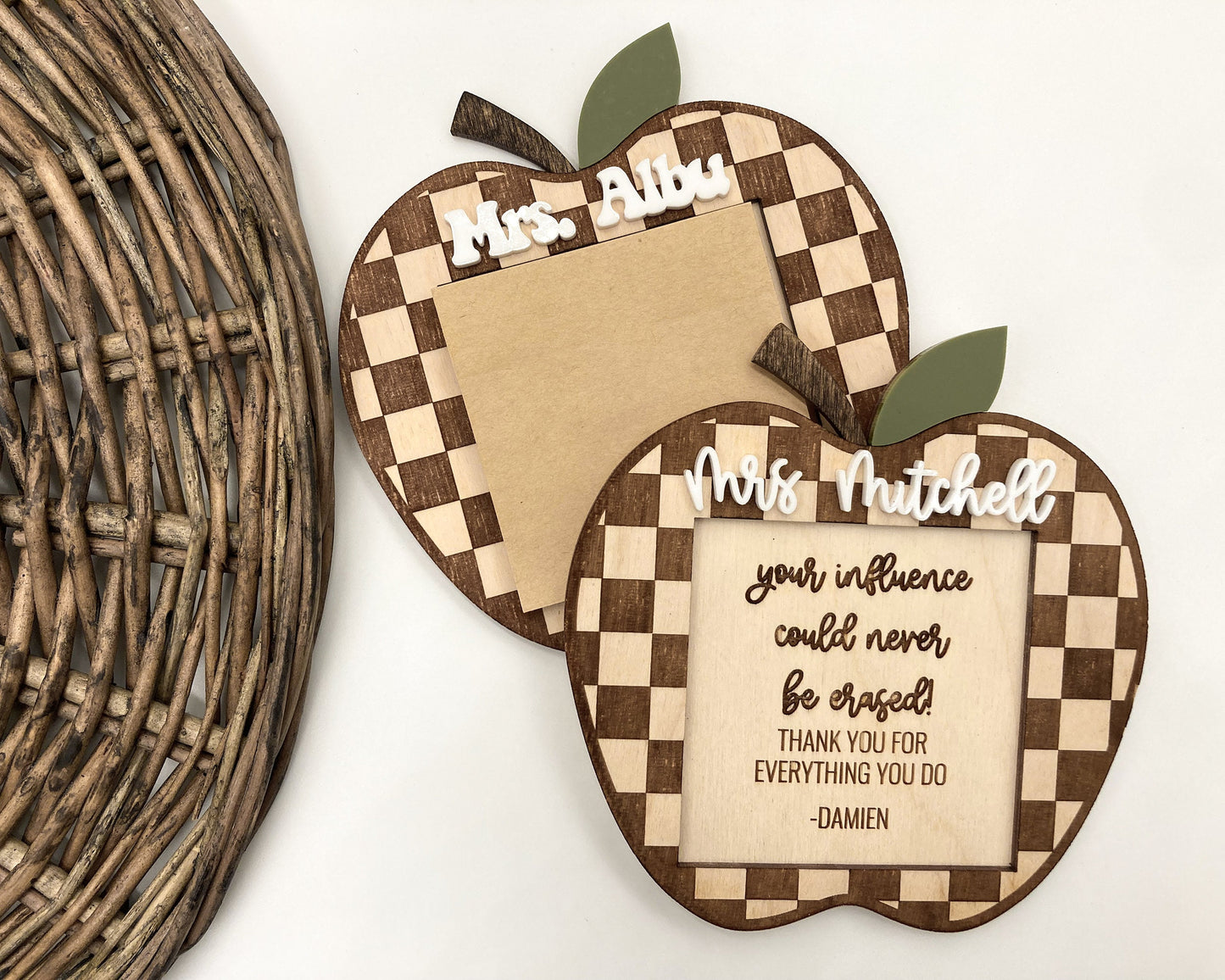 Personalized Teacher Apple Post it Note Holder