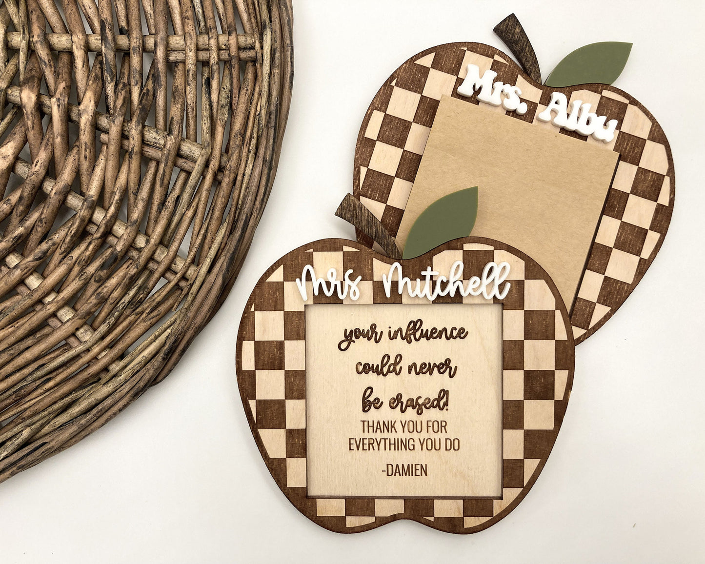 Personalized Teacher Apple Post it Note Holder