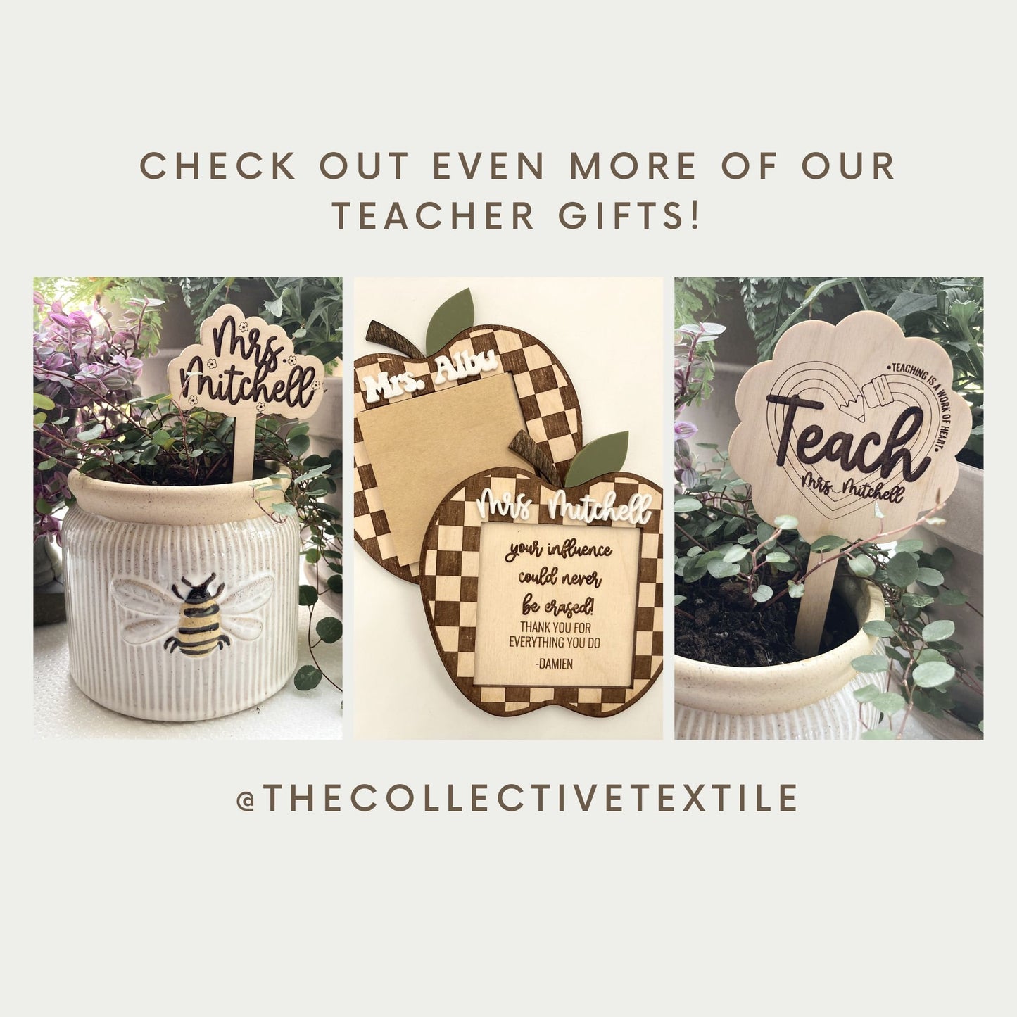 Personalized Teacher is a Work of Heart Bouquet Stick