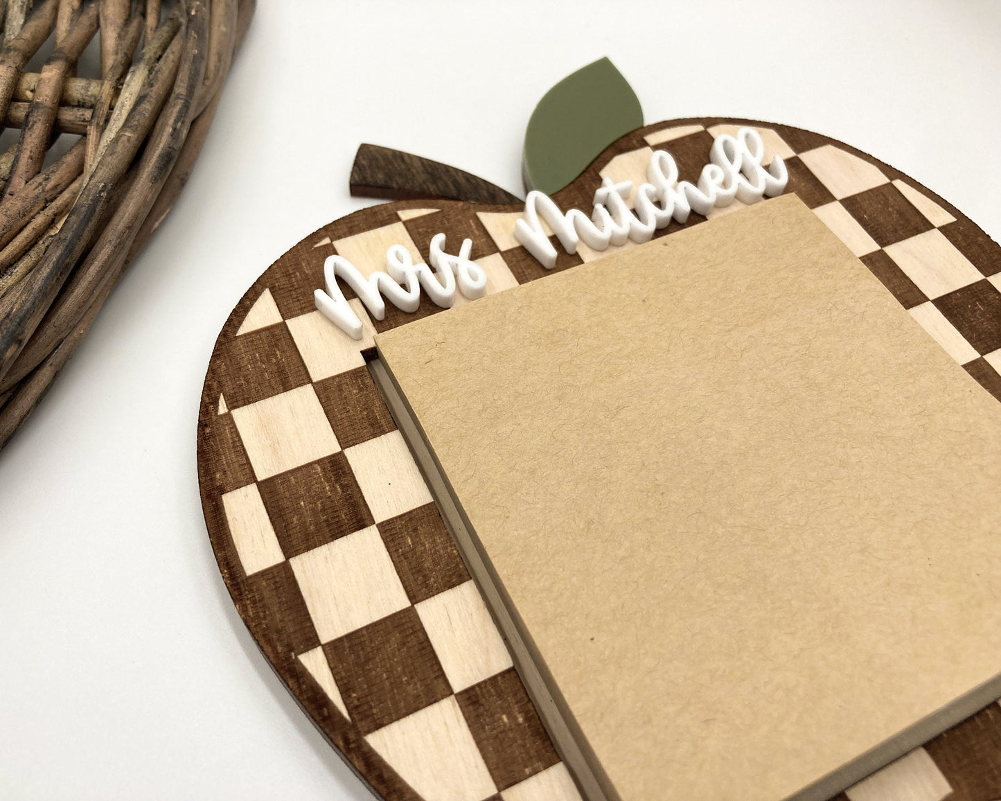 Personalized Teacher Apple Post it Note Holder