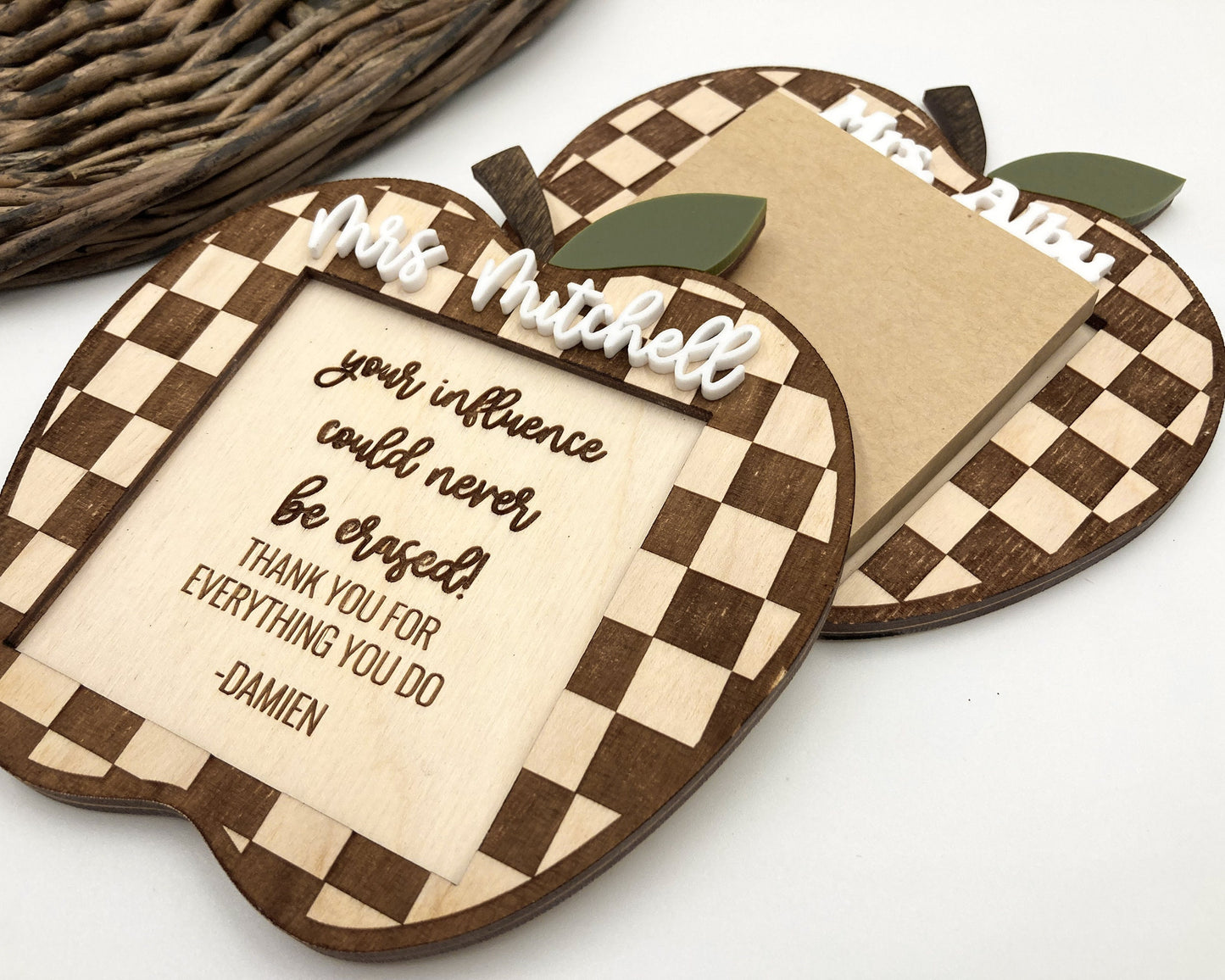 Personalized Teacher Apple Post it Note Holder