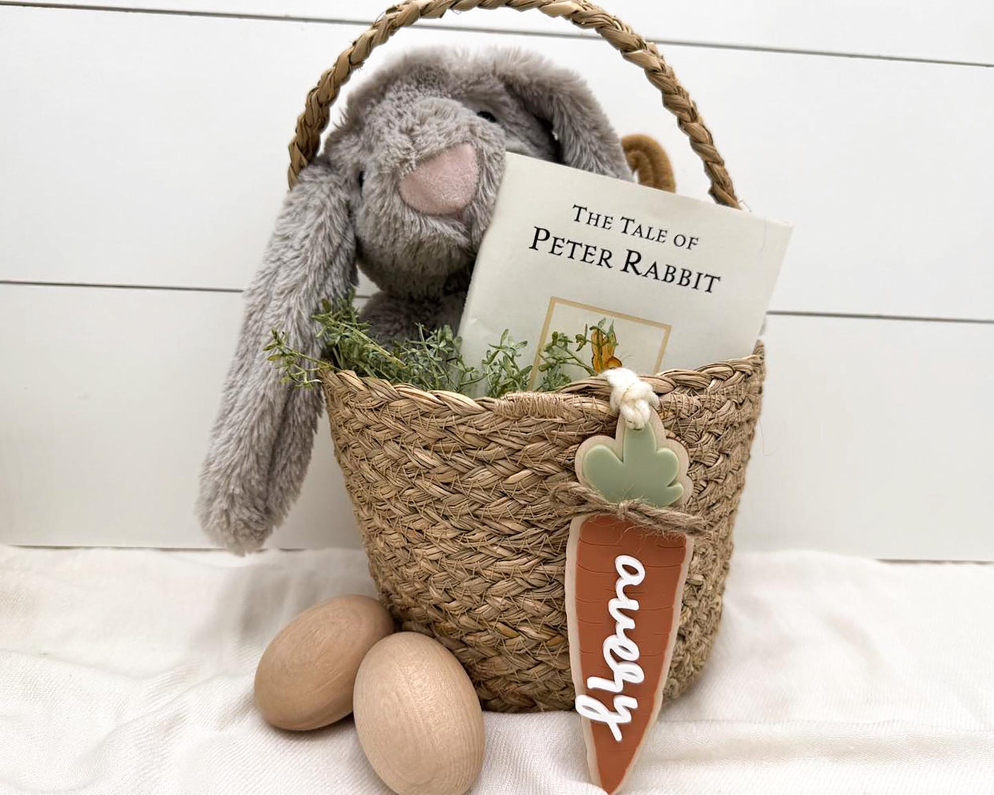 Personalized Carrot Easter Bunny Basket Tag