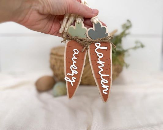 Personalized Carrot Easter Bunny Basket Tag