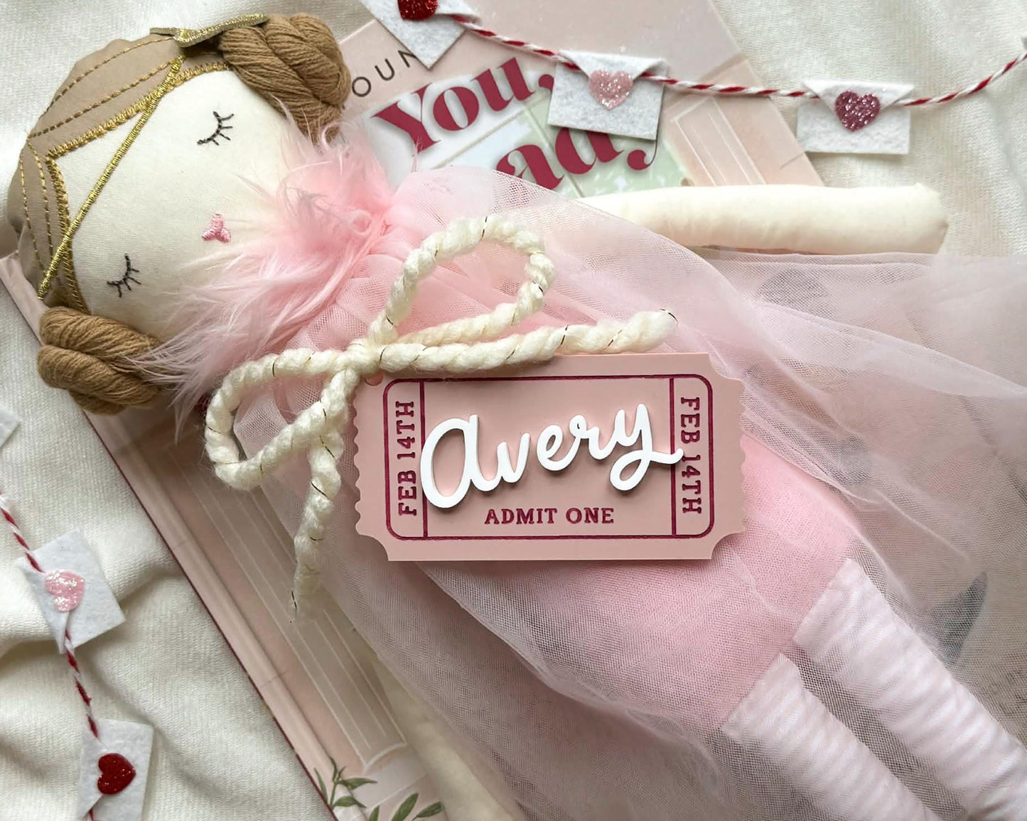 Personalized Ticket Valentine Basket Tag