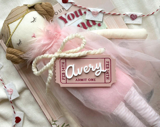 Personalized Ticket Valentine Basket Tag