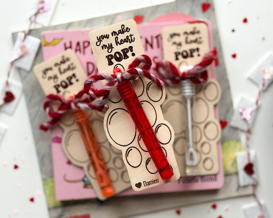 Personalized Valentine's Day Wooden Bubble Card