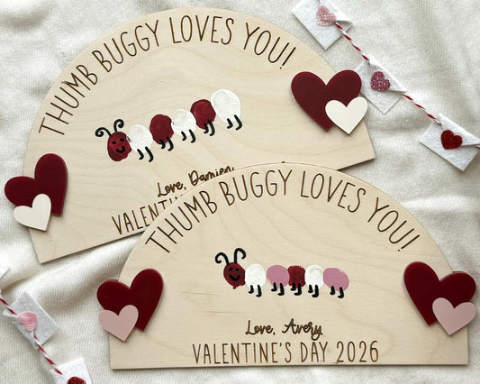 DIY Thumb Buggy Loves You Valentine Sign
