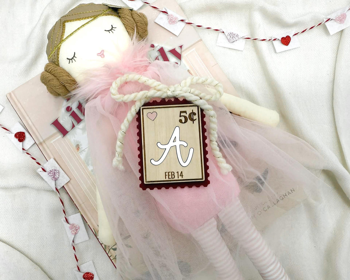 Personalized Postage Valentine Basket Tag