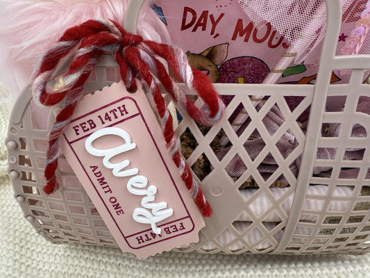 Personalized Ticket Valentine Basket Tag