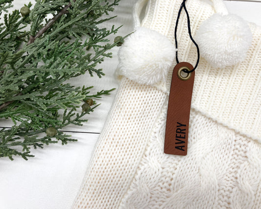 Leather Christmas Stocking Name Tag