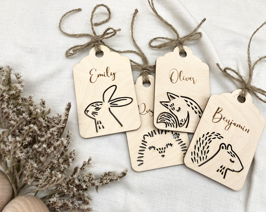 Personalized Wooden Bunny Easter Basket Tags