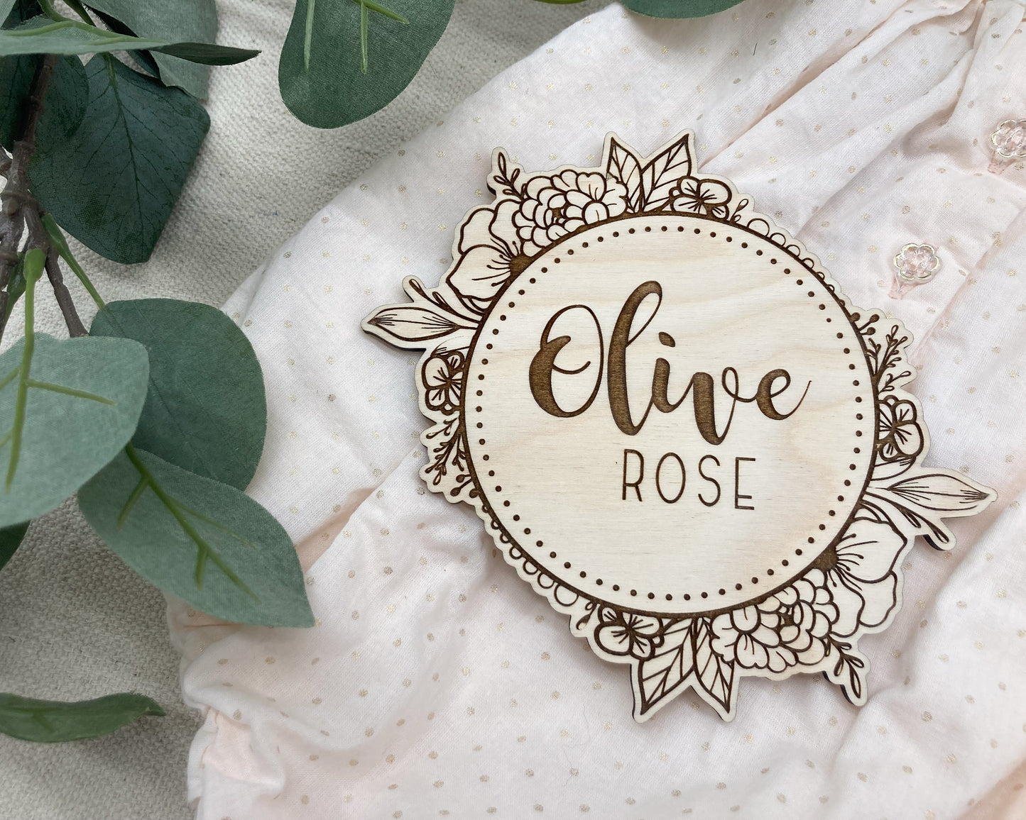 Floral Welcome Baby Name Sign