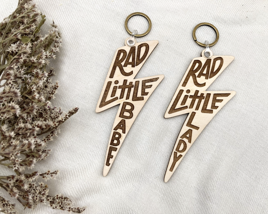 Lightening Bolt "RAD" Keychain