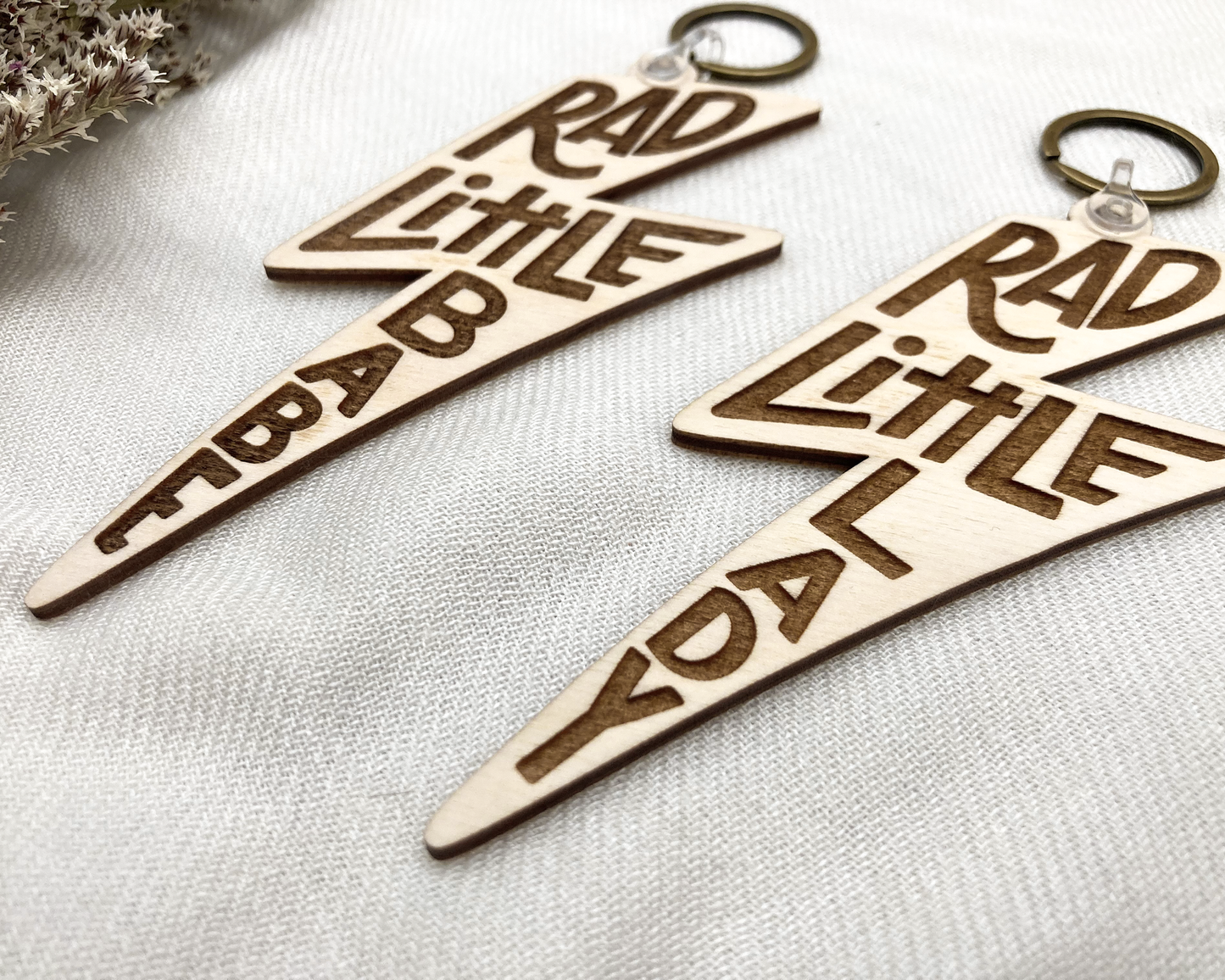 Lightening Bolt "RAD" Keychain