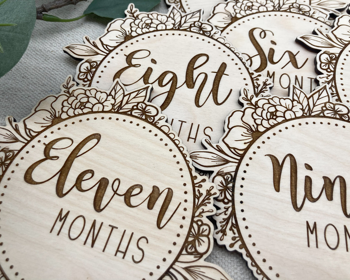 Floral Baby Milestone Wooden Tags