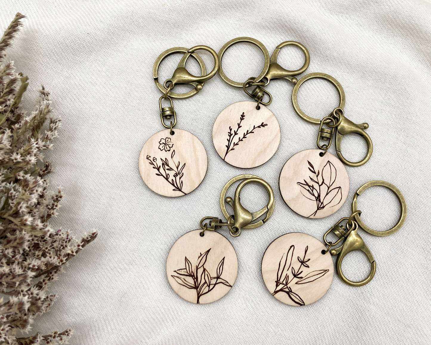 Round Floral Keychain