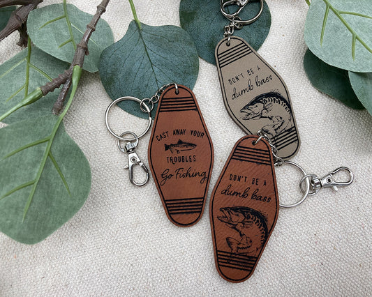 Motel Style Fly Fishing Leather Keychain