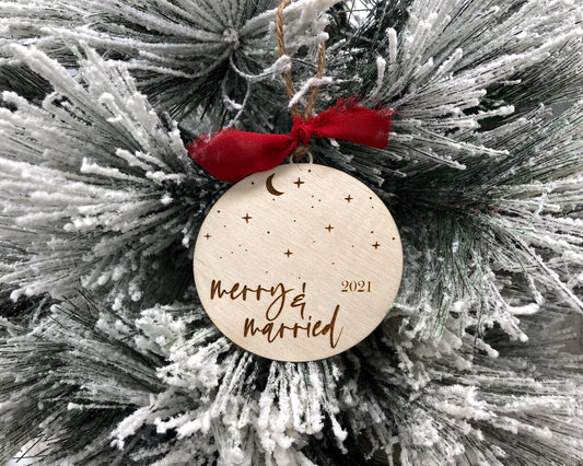Merry and Married Personalized Ornament
