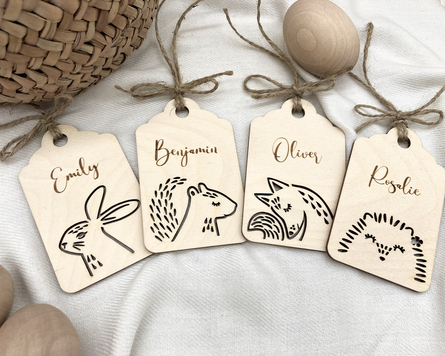 Personalized Wooden Bunny Easter Basket Tags